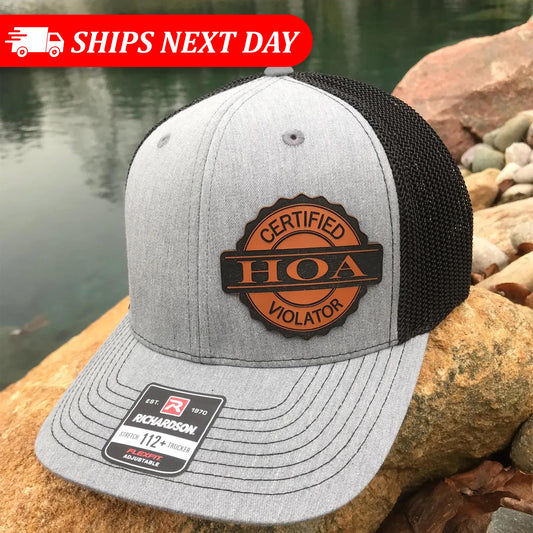 Hats For Men-Certified HOA Violator-Richardson 112 Trucker Hat-Funny Hat-New Home Gift For Men-Funny Gift For Him-Funny Trucker Hat-Hats