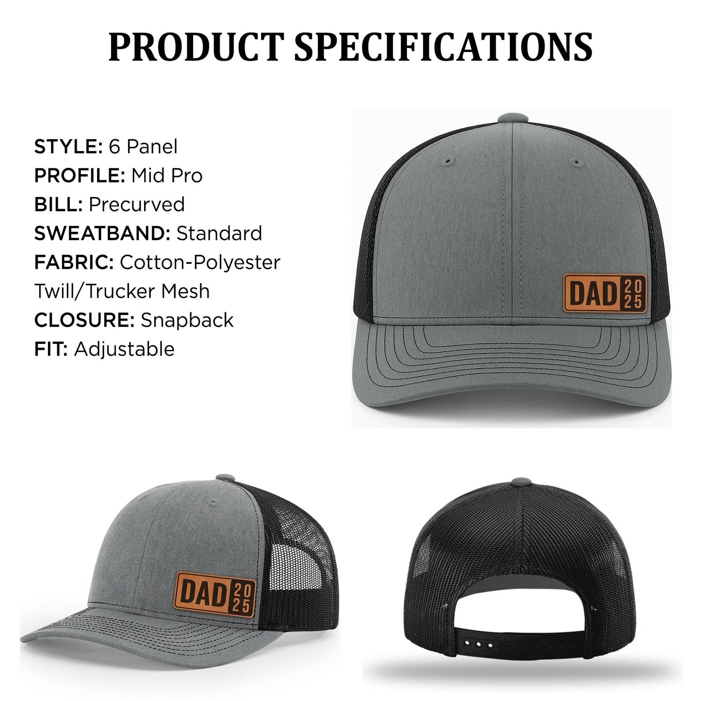 Dad 2025 Patch Hat–Custom Dad Trucker Hat–New Dad Gift–Father’s Day Gift for Husband–Dad Birthday Snapback–Christmas Gift for Dad
