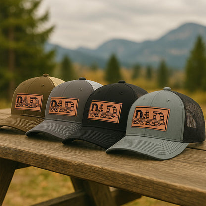 Personalized Dad Hat, Custom Engraved Patch Trucker Cap, Father's Day Gift from Kids, New Dad Birthday Gift, Distressed Snapback