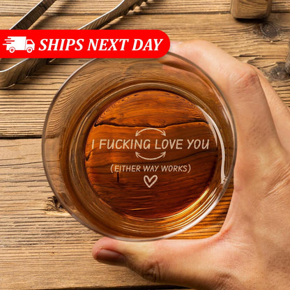 Funny Whiskey Glasses-Gift For Husband-Whiskey Glasses Engraved-Bottom Engraved Drinking Glass-Christmas Gift For Him-Whiskey Gifts