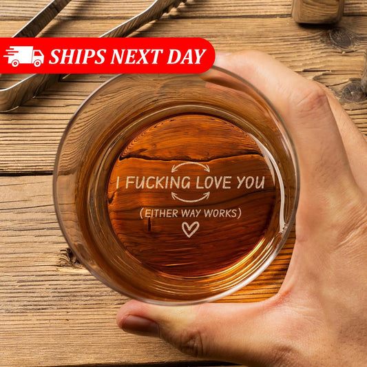 Funny Whiskey Glasses-Gift For Husband-Whiskey Glasses Engraved-Bottom Engraved Drinking Glass-Christmas Gift For Him-Whiskey Gifts