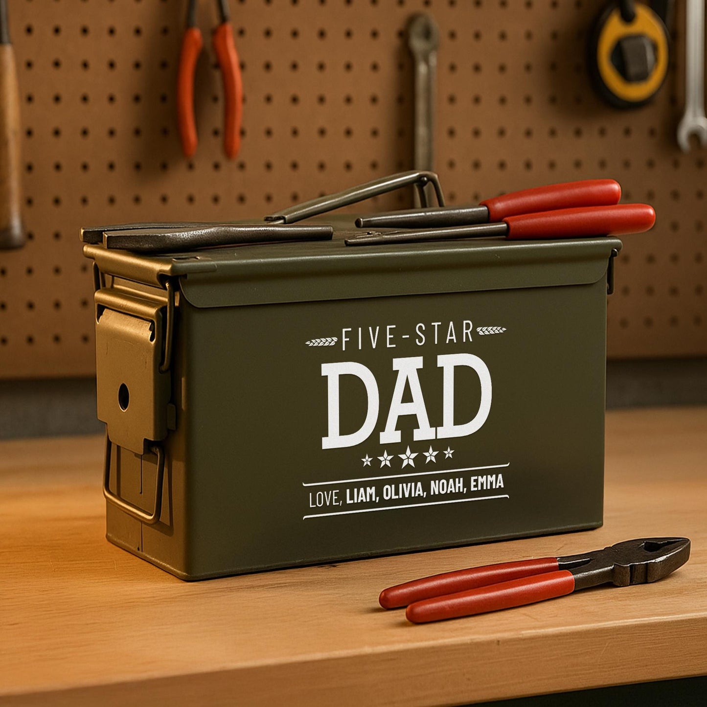 Personalized Ammo Box-Fathers Day Gift-Custom Ammo Box-Gifts For Dad-Step Dad Fathers Day Gift-Fathers Day Gift From Kids-Ammo Can