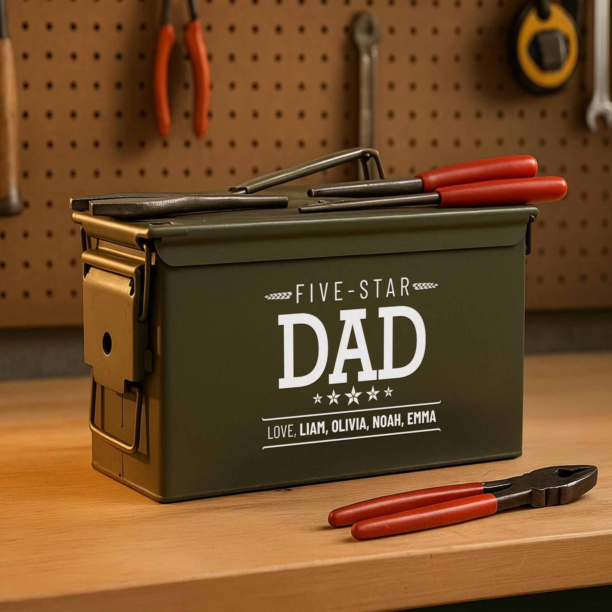Personalized Ammo Box-Fathers Day Gift-Custom Ammo Box-Gifts For Dad-Step Dad Fathers Day Gift-Fathers Day Gift From Kids-Ammo Can