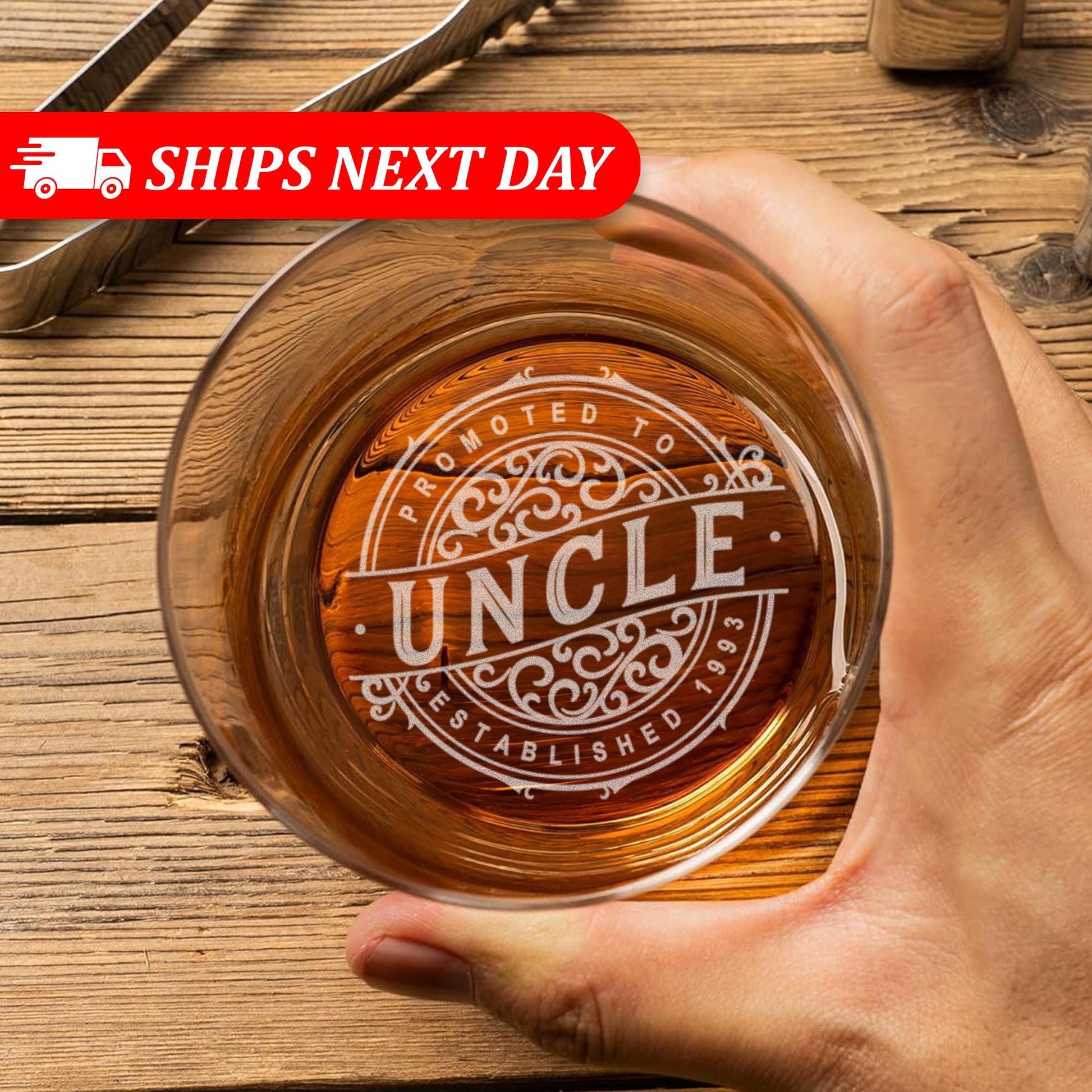 Promoted To Uncle Whiskey Glass-Uncle Gifts-New Uncle Gift-Pregnancy Reveal Gift-Pregnancy Announcement-First Time Uncle-Uncle Est Gift