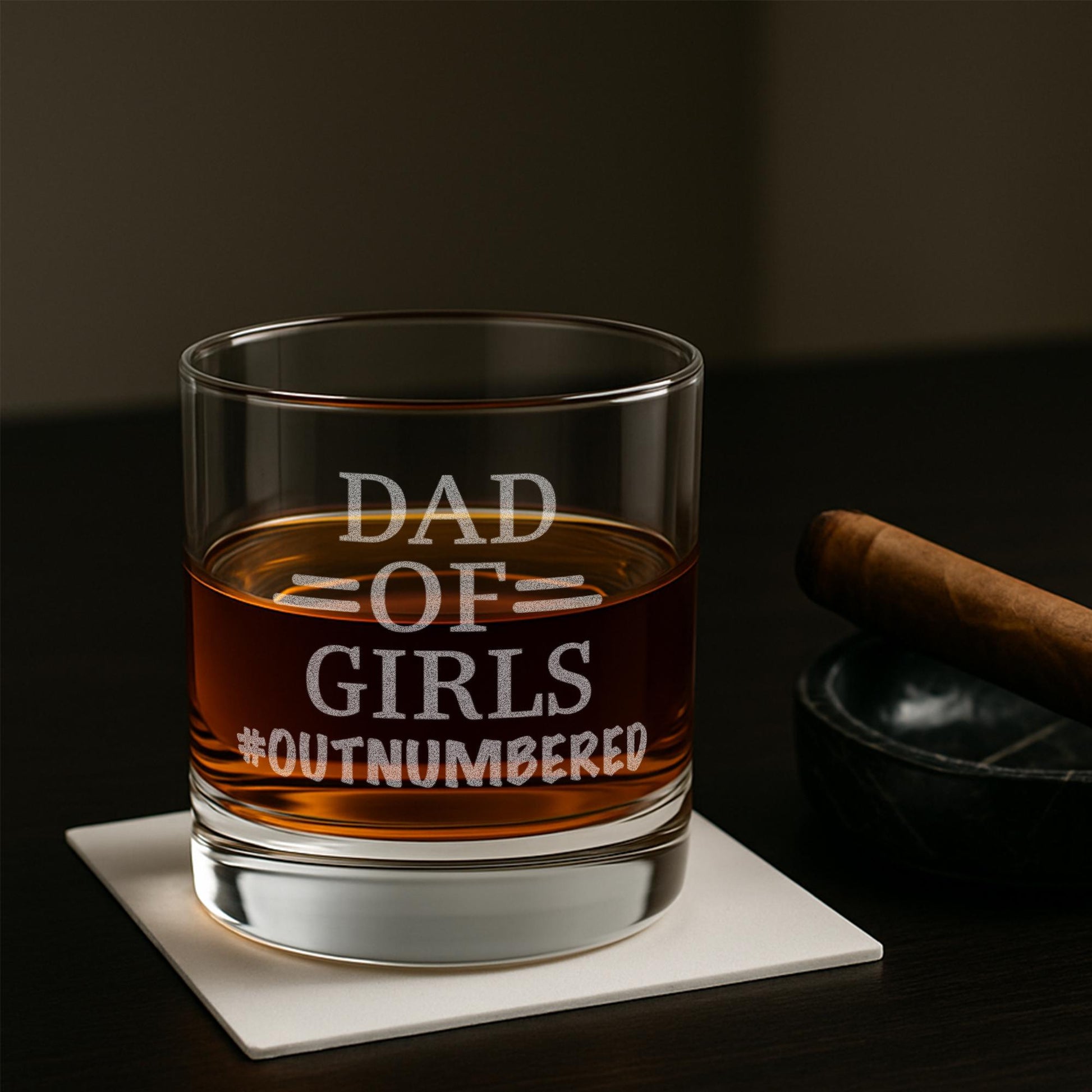 Dad Of Girls Whiskey Glass–Funny Father’s Day Gift From Daughter–Engraved Girl Dad Gift–Birthday Gift For Dad–Dad Of Daughters