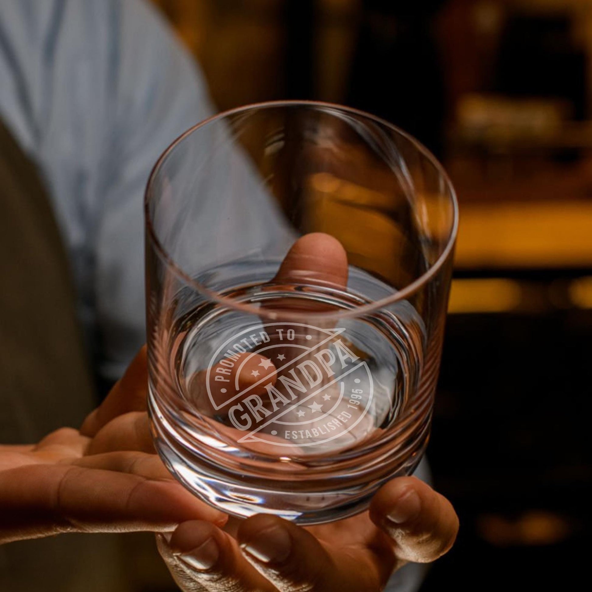 Promoted To Grandpa Whiskey Glass – Personalized Grandpa Gift – Custom Engraved Rocks Glass – Father’s Day, Birthday, Retirement