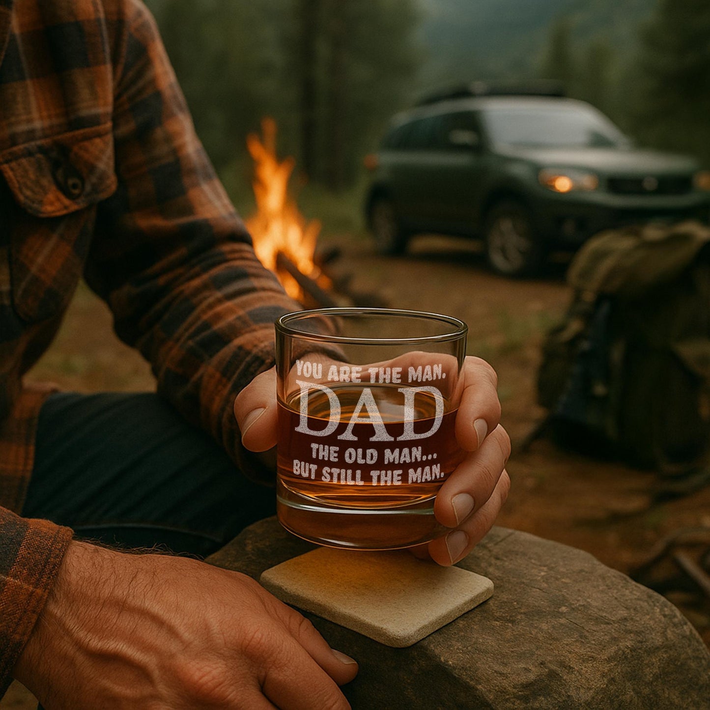 You're The Man Dad Glass–Funny Dad Birthday Gift–Old Man But Still The Man–Engraved Whiskey Glass–Dad Gift From Daughter or Son