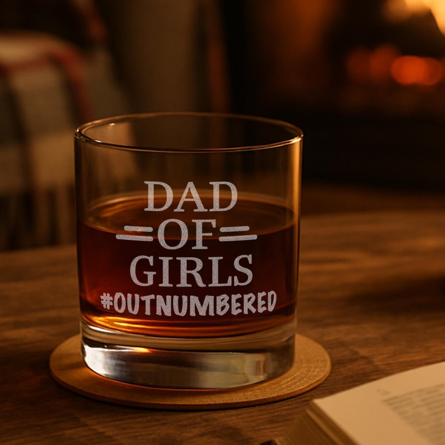 Dad Of Girls Whiskey Glass–Funny Father’s Day Gift From Daughter–Engraved Girl Dad Gift–Birthday Gift For Dad–Dad Of Daughters