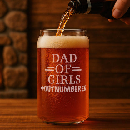 Dad of Girls Glass–Funny Father’s Day Gift from Daughters–Dad of Daughters Beer Glass–Funny Dad Gift–Father Gift from Kids