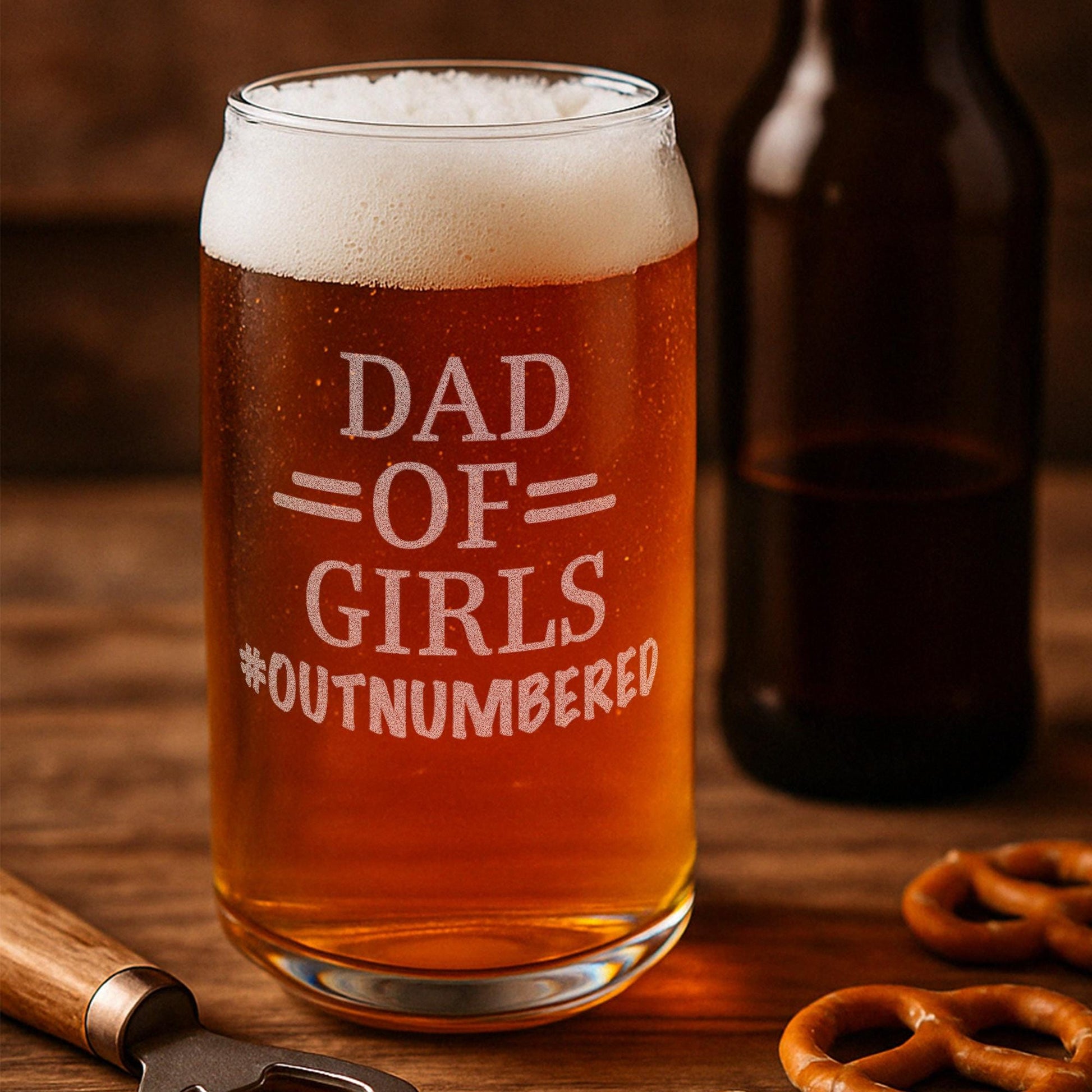 Dad of Girls Glass–Funny Father’s Day Gift from Daughters–Dad of Daughters Beer Glass–Funny Dad Gift–Father Gift from Kids