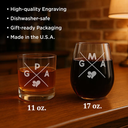Grandparent Gifts-Gma Gifts-Gift Ideas For Grandma And Grandpa-Gpa Gifts-Grandparent Cocktail Glasses-Grandparents Wine And Whiskey Set