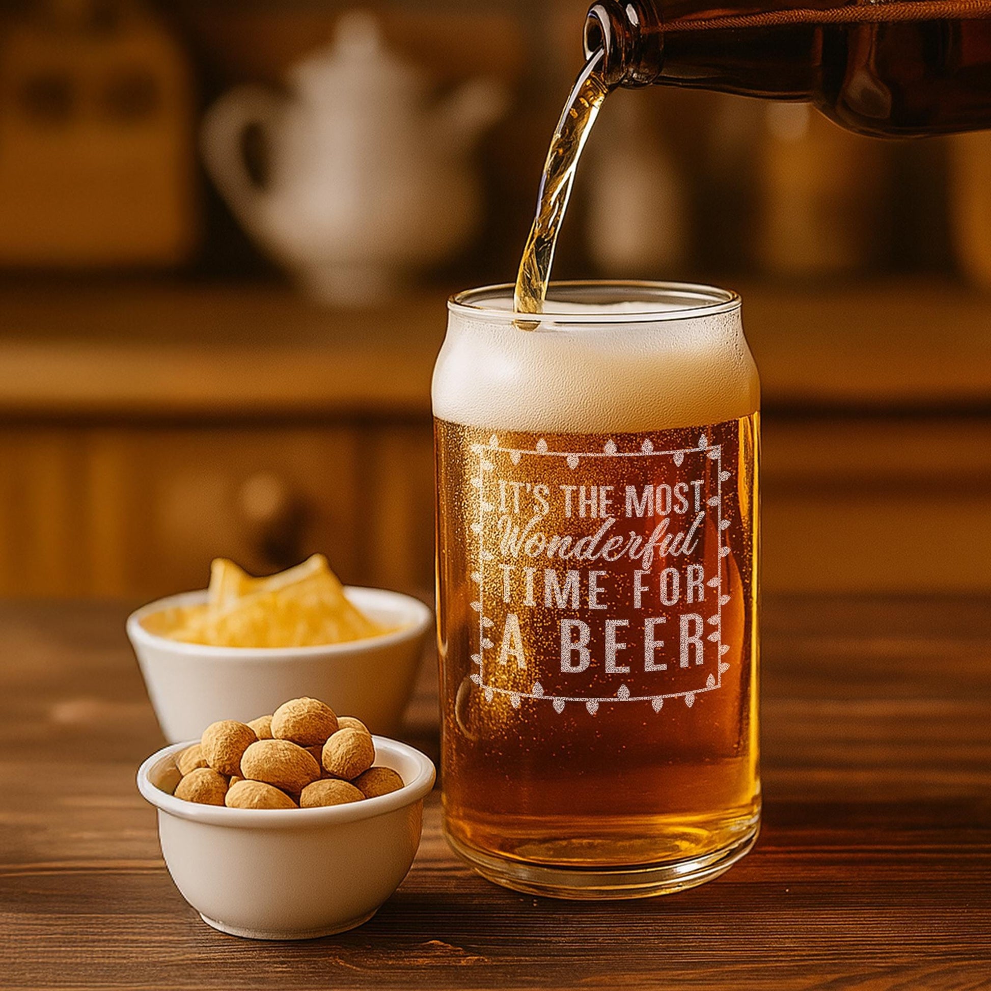 Christmas Beer Glasses-Funny Christmas Beer Gifts-Most Wonderful Time For A Beer-Reinbeer-Funny Christmas Gifts For Him-Christmas Gift Idea