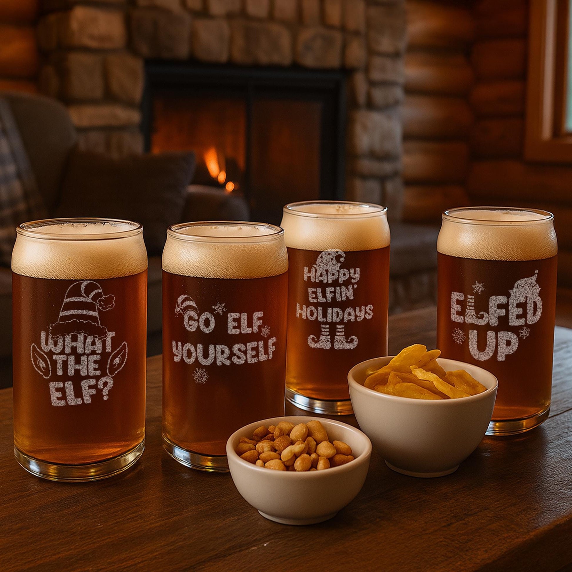 Christmas Beer Glass-Elf Glasses-Holiday Glasses-Funny Christmas Gifts For Him-Christmas Gifts For Men-Secret Santa Gift Idea-Christmas Gift