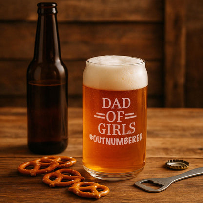 Dad of Girls Glass–Funny Father’s Day Gift from Daughters–Dad of Daughters Beer Glass–Funny Dad Gift–Father Gift from Kids