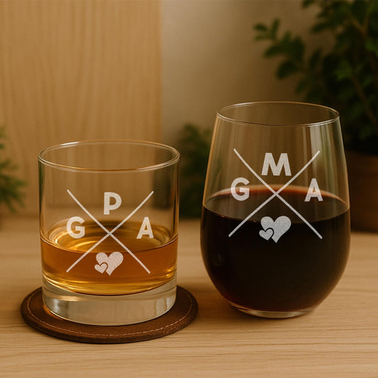 Grandparent Gifts-Gma Gifts-Gift Ideas For Grandma And Grandpa-Gpa Gifts-Grandparent Cocktail Glasses-Grandparents Wine And Whiskey Set