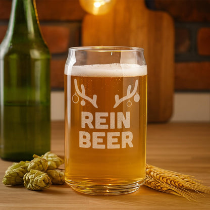 Funny Christmas Beer Glasses-Christmas Beer Can Glass-Reindeer Gift-Christmas Gifts For Men And Women-Christmas Kitchen Decor-Secret Santa