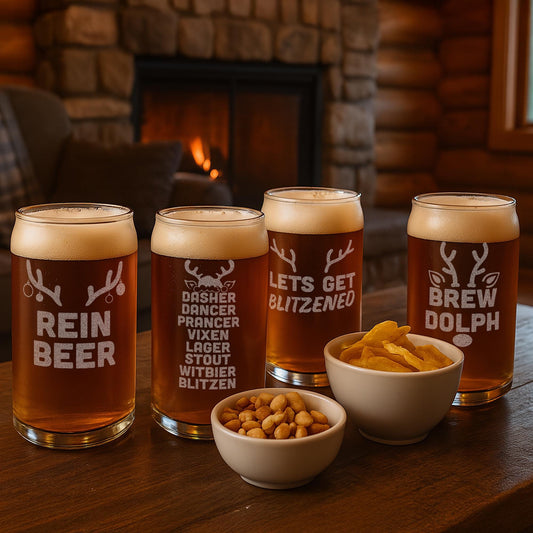 Funny Christmas Beer Glasses-Christmas Beer Can Glass-Reindeer Gift-Christmas Gifts For Men And Women-Christmas Kitchen Decor-Secret Santa