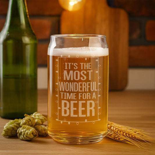 Christmas Beer Can Glass-It's The Most Wonderful Time For A Beer-Funny Christmas Gift-Funny Gift for Men-Stocking Stuffer Gift Ideas