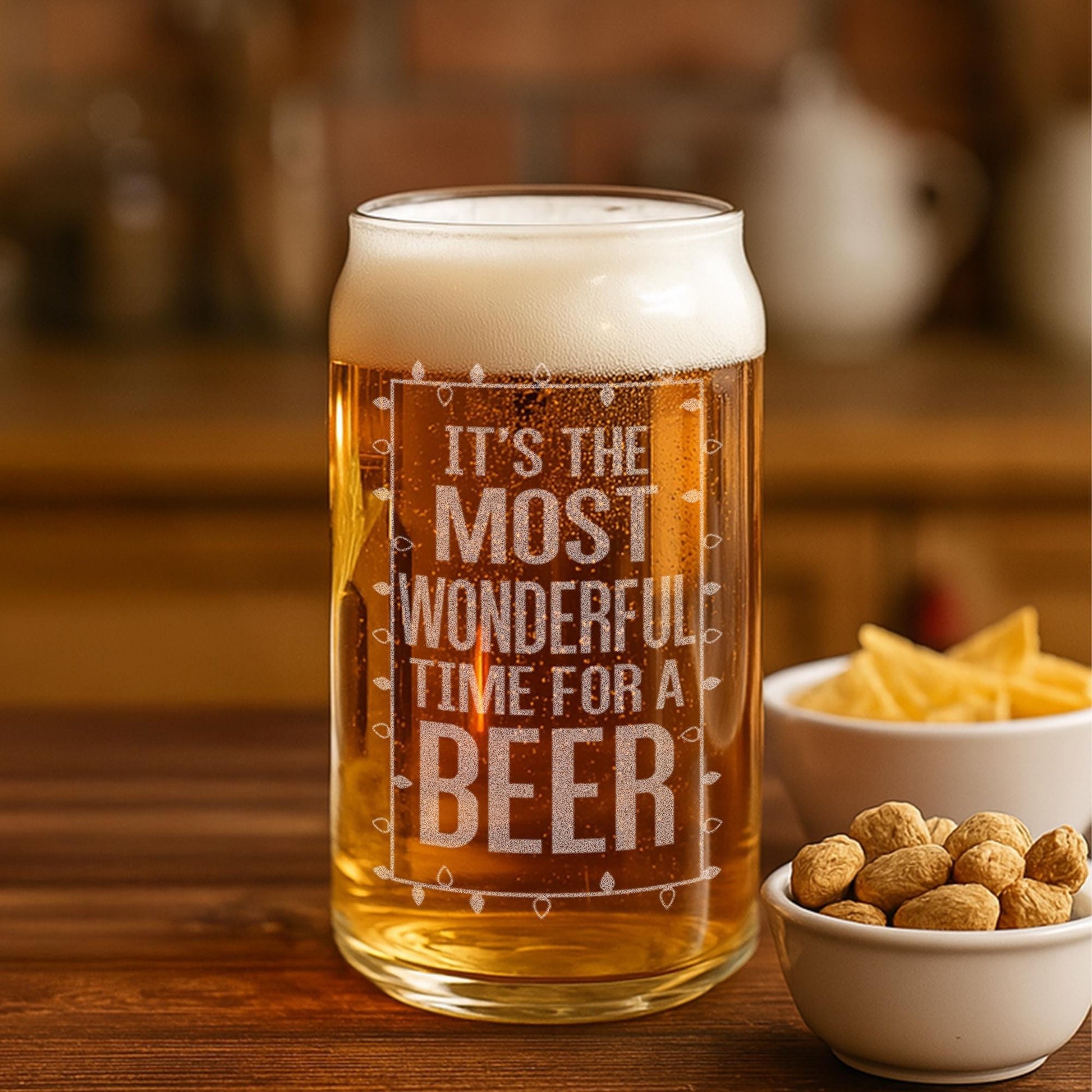 Christmas Beer Can Glass-It's The Most Wonderful Time For A Beer-Funny Christmas Gift-Funny Gift for Men-Stocking Stuffer Gift Ideas