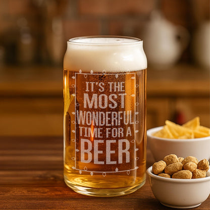 Christmas Beer Can Glass-It's The Most Wonderful Time For A Beer-Funny Christmas Gift-Funny Gift for Men-Stocking Stuffer Gift Ideas