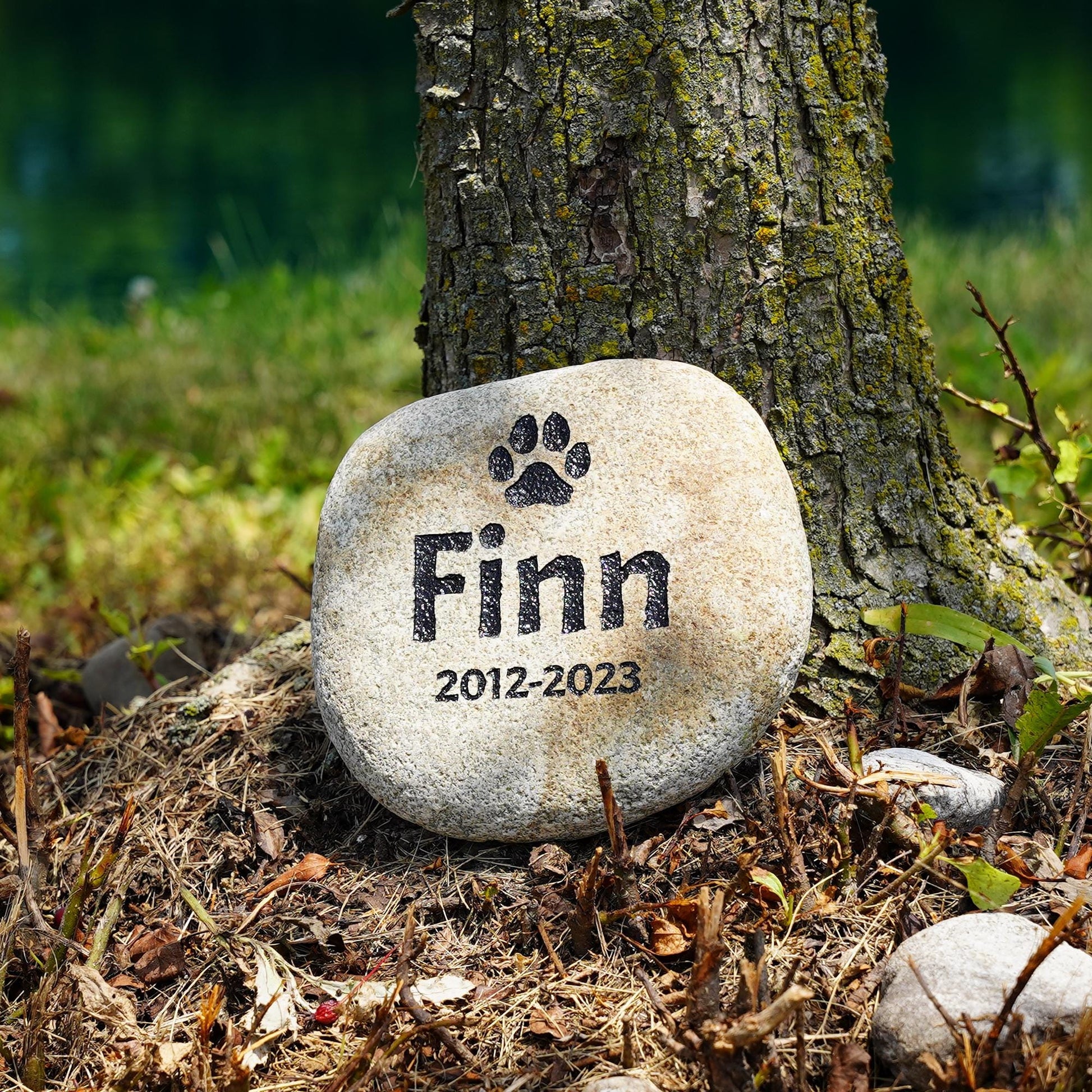Custom Pet Memorial Stone – Personalized River Rock - Dog or Cat Grave Marker | 4 Designs & 4 Sizes | Engraved Outdoor Pet Tribute S/M/LG/XL