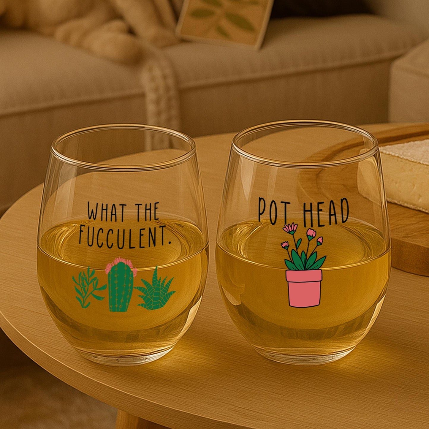 Funny Succulent Gift-What The Fucculent-Plant Wine Glass-Pot Head-Cacti-Plant Lovers Gift Ideas-Gifts For Plant Lovers-Succulents Gift