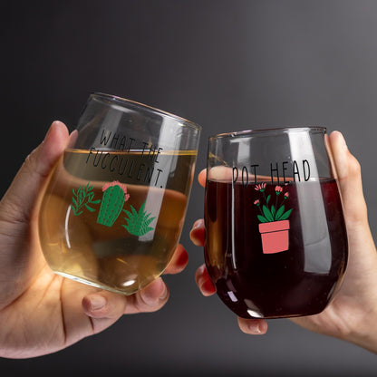 Funny Succulent Gift-What The Fucculent-Plant Wine Glass-Pot Head-Cacti-Plant Lovers Gift Ideas-Gifts For Plant Lovers-Succulents Gift