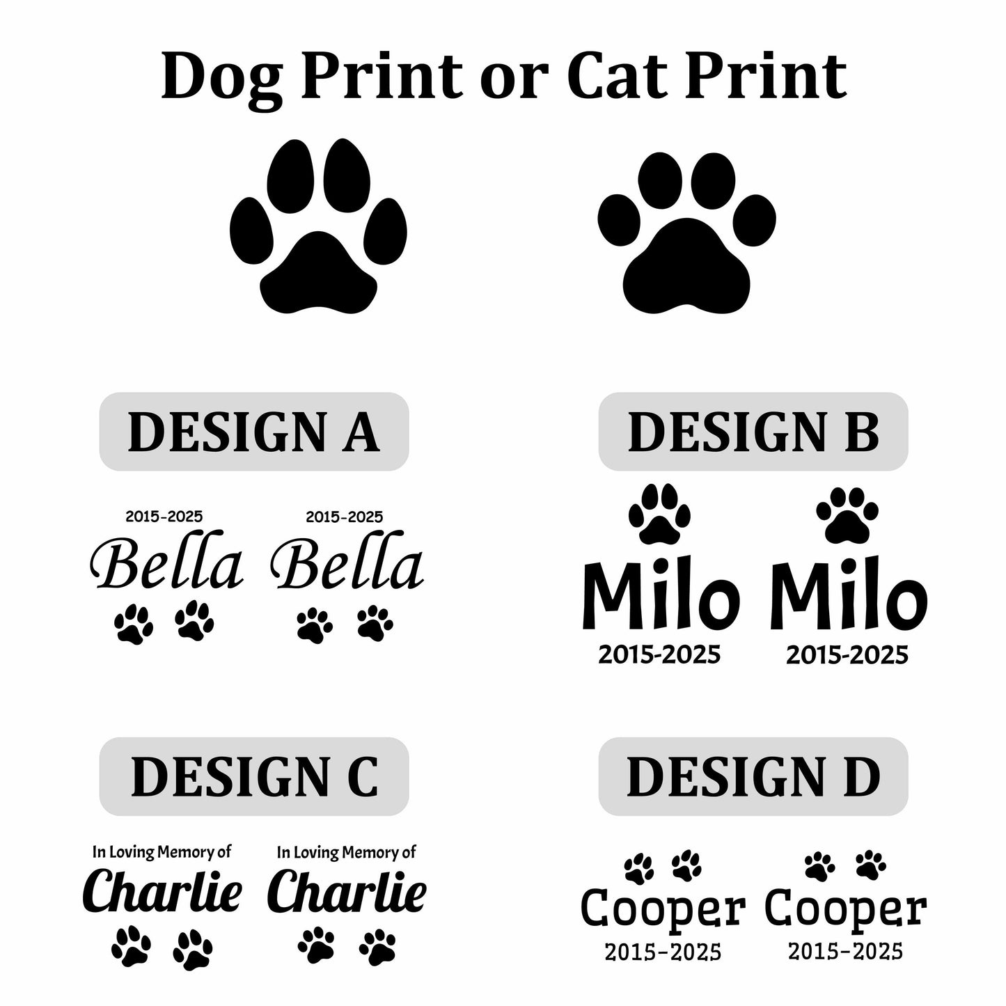 Custom Pet Memorial Stone – Personalized River Rock - Dog or Cat Grave Marker | 4 Designs & 4 Sizes | Engraved Outdoor Pet Tribute S/M/LG/XL