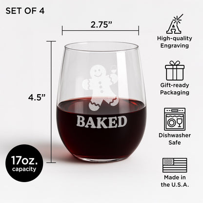 Funny Christmas Wine Glasses-Funny Christmas Gifts-Secret Santa Gift Ideas-Funny Christmas Decor-Funny Christmas Gifts-Bottoms Up-Blitzened