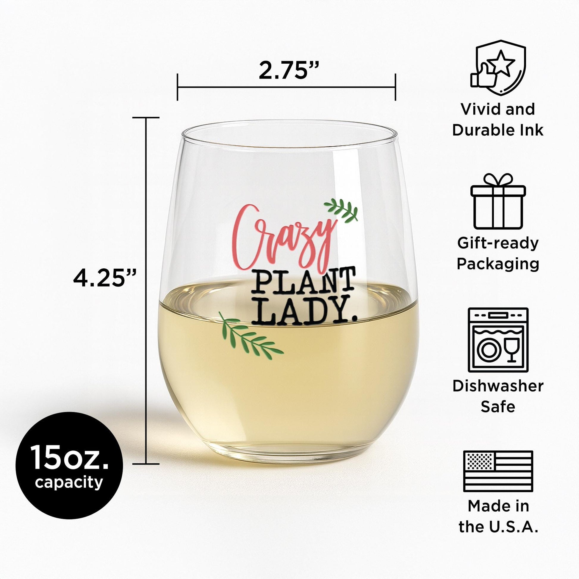 Succulent Wine Glass-Crazy Plant Lady-Plant Lovers Gift Ideas-Gifts For Plant Lovers-Succulent Gift-Plant Mom-Funny Birthday Gift For Women