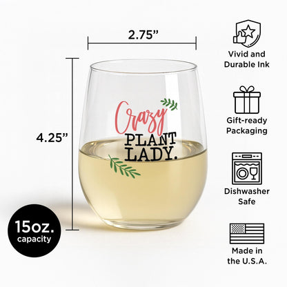 Succulent Wine Glass-Crazy Plant Lady-Plant Lovers Gift Ideas-Gifts For Plant Lovers-Succulent Gift-Plant Mom-Funny Birthday Gift For Women