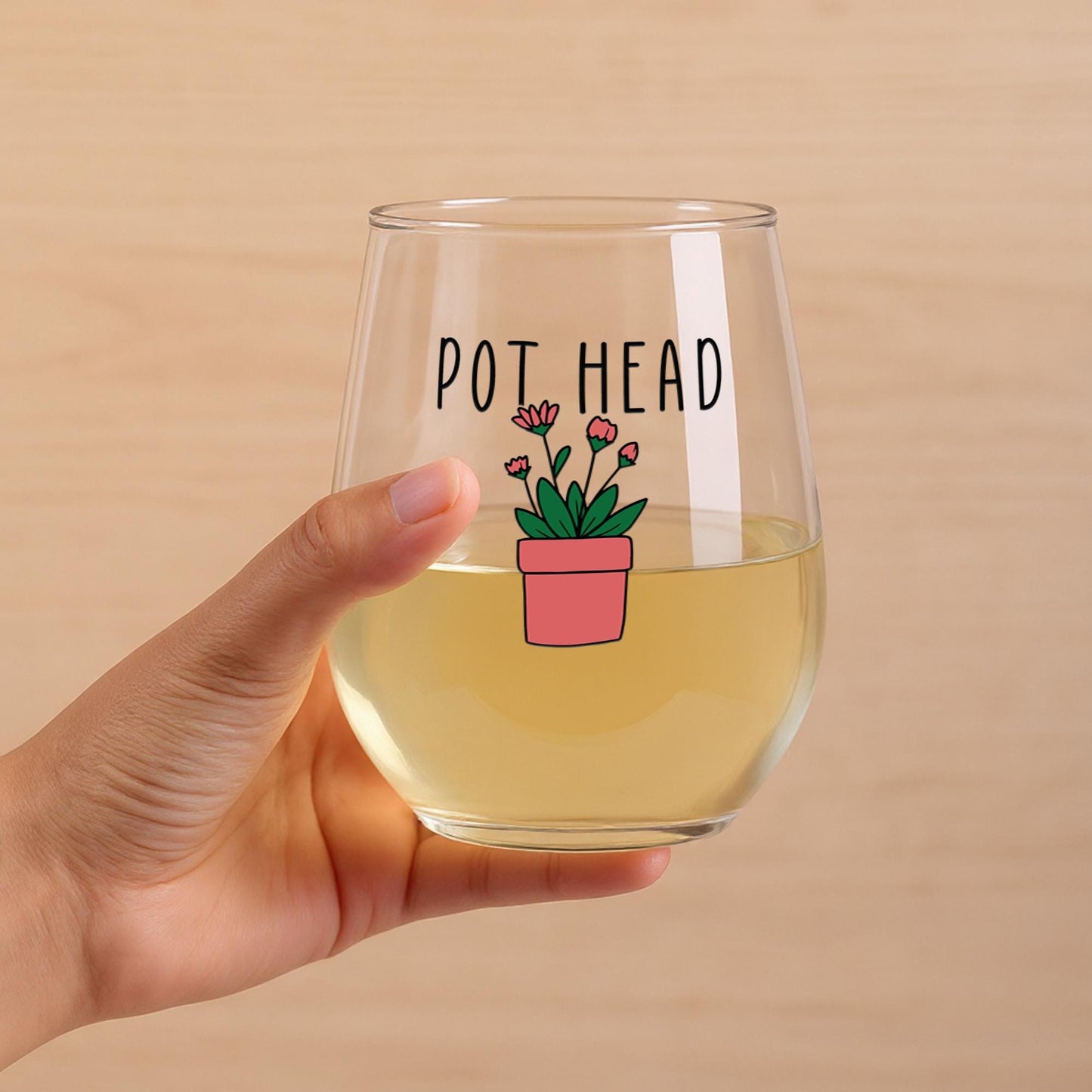 Pot Head Wine Glass-Succulent-Plant Lovers Gift Ideas-Gifts For Plant Lovers-Succulent Gift-Plant Mom-Plant Lady Gift Idea-Garden Gifts