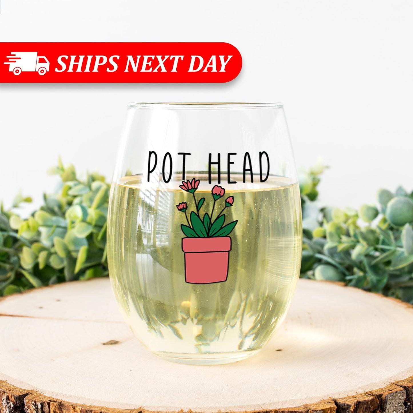 Pot Head Wine Glass-Succulent-Plant Lovers Gift Ideas-Gifts For Plant Lovers-Succulent Gift-Plant Mom-Plant Lady Gift Idea-Garden Gifts