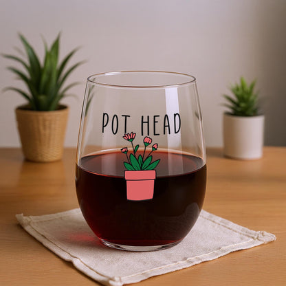 Pot Head Wine Glass-Succulent-Plant Lovers Gift Ideas-Gifts For Plant Lovers-Succulent Gift-Plant Mom-Plant Lady Gift Idea-Garden Gifts