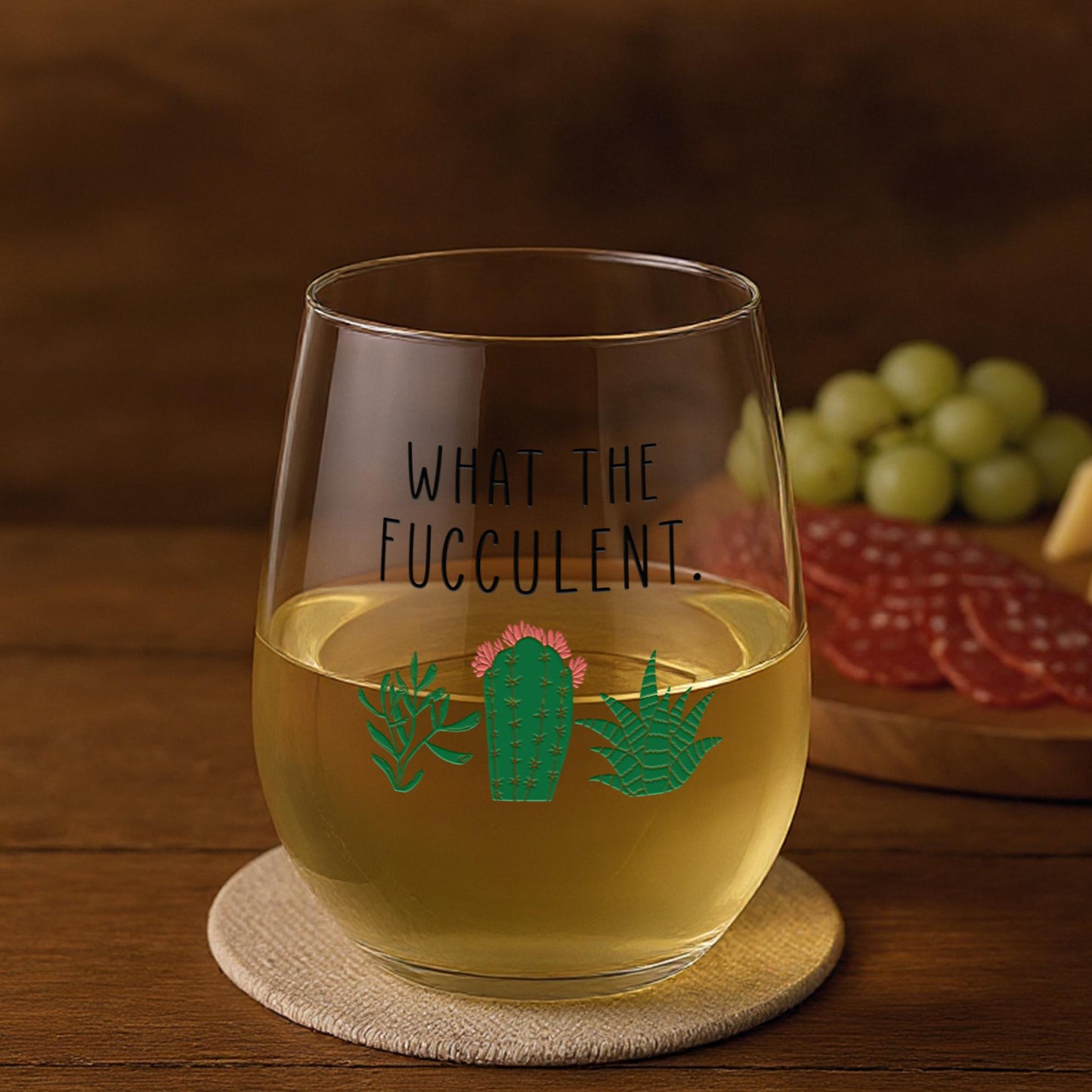 Funny Succulent Gift-What The Fucculent-Plant Wine Glass-Cacti-Plant Lovers Gift Ideas-Gifts For Plant Lovers-Succulents Gift-Christmas Gift