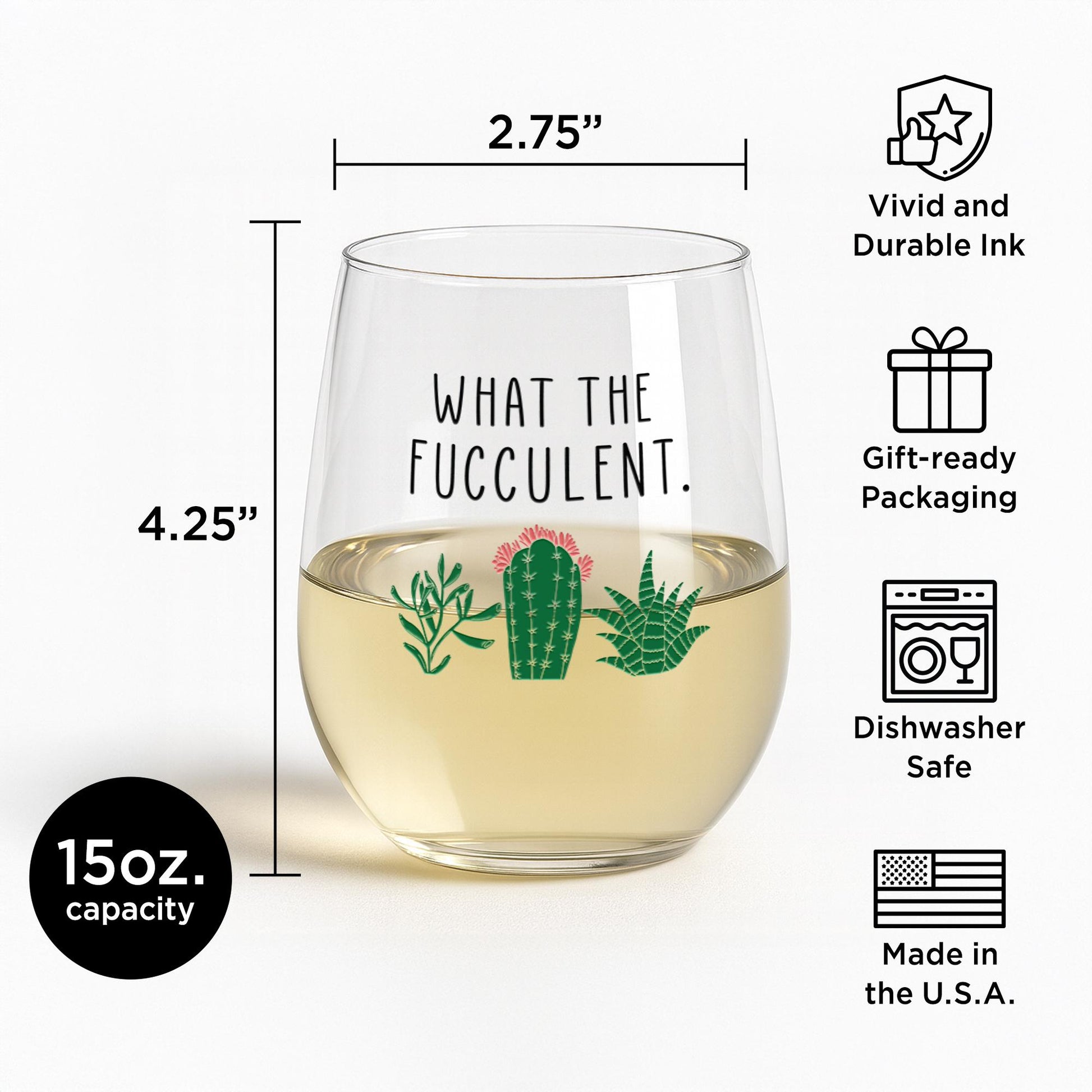 Funny Succulent Gift-What The Fucculent-Plant Wine Glass-Cacti-Plant Lovers Gift Ideas-Gifts For Plant Lovers-Succulents Gift-Christmas Gift