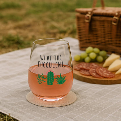 Funny Succulent Gift-What The Fucculent-Plant Wine Glass-Cacti-Plant Lovers Gift Ideas-Gifts For Plant Lovers-Succulents Gift-Christmas Gift