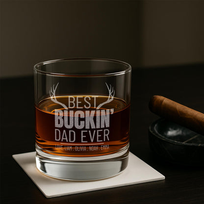 Personalized Whiskey Gifts for Dad – 11 oz Custom Engraved Glass with Slate Coaster, Chilling Stones & Wooden Box – 4 Custom Designs for Dad