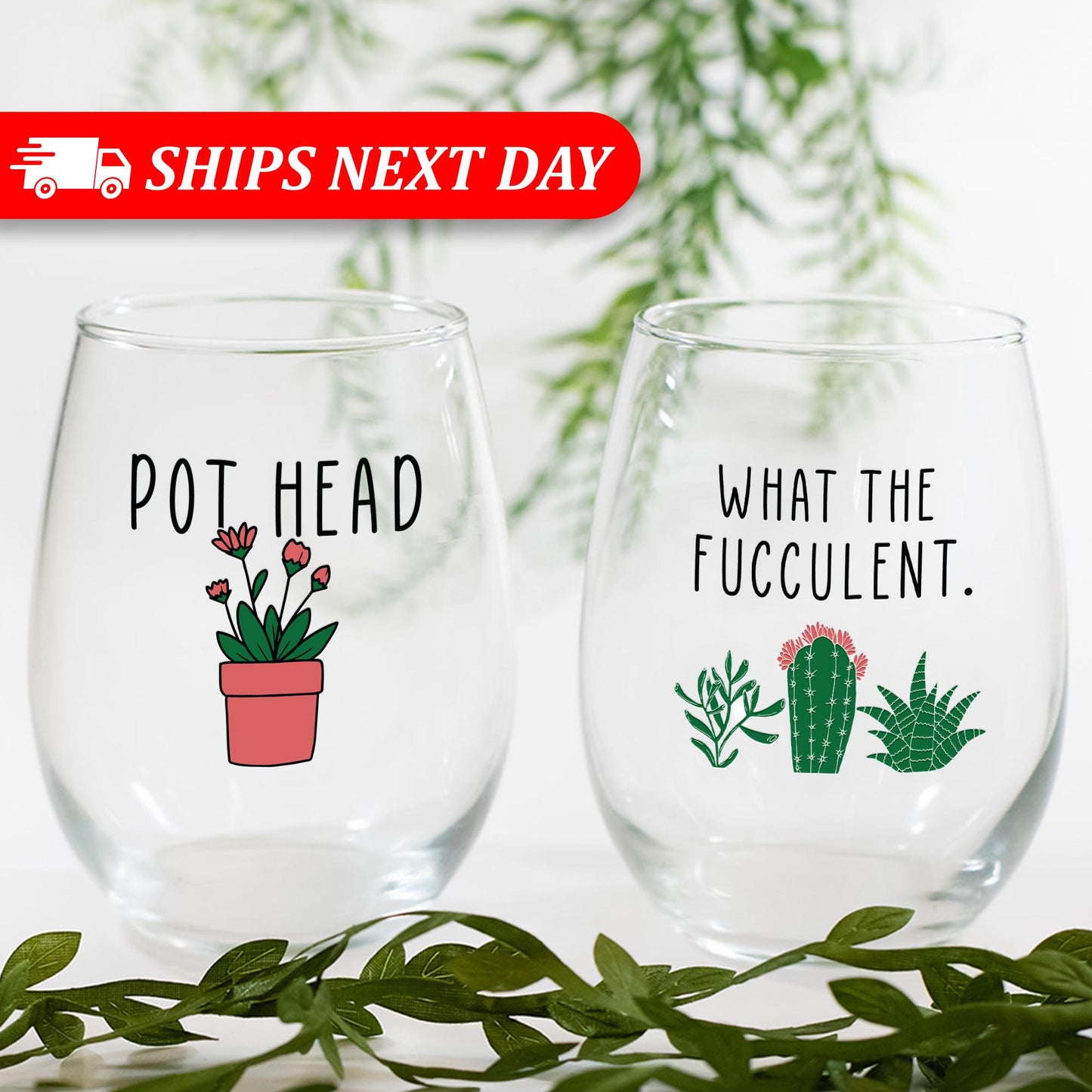 Funny Succulent Gift-What The Fucculent-Plant Wine Glass-Pot Head-Cacti-Plant Lovers Gift Ideas-Gifts For Plant Lovers-Succulents Gift