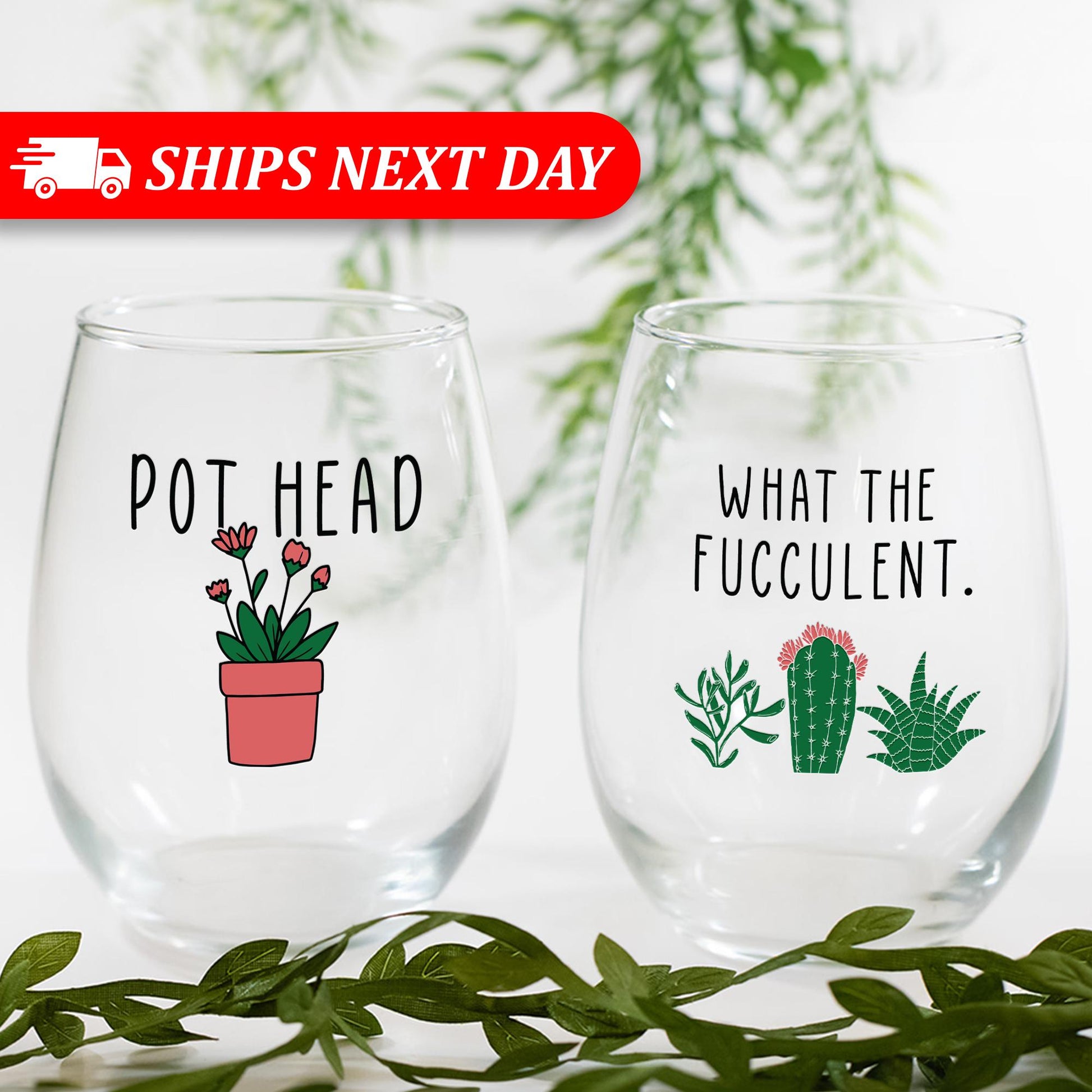 Funny Succulent Gift-What The Fucculent-Plant Wine Glass-Pot Head-Cacti-Plant Lovers Gift Ideas-Gifts For Plant Lovers-Succulents Gift
