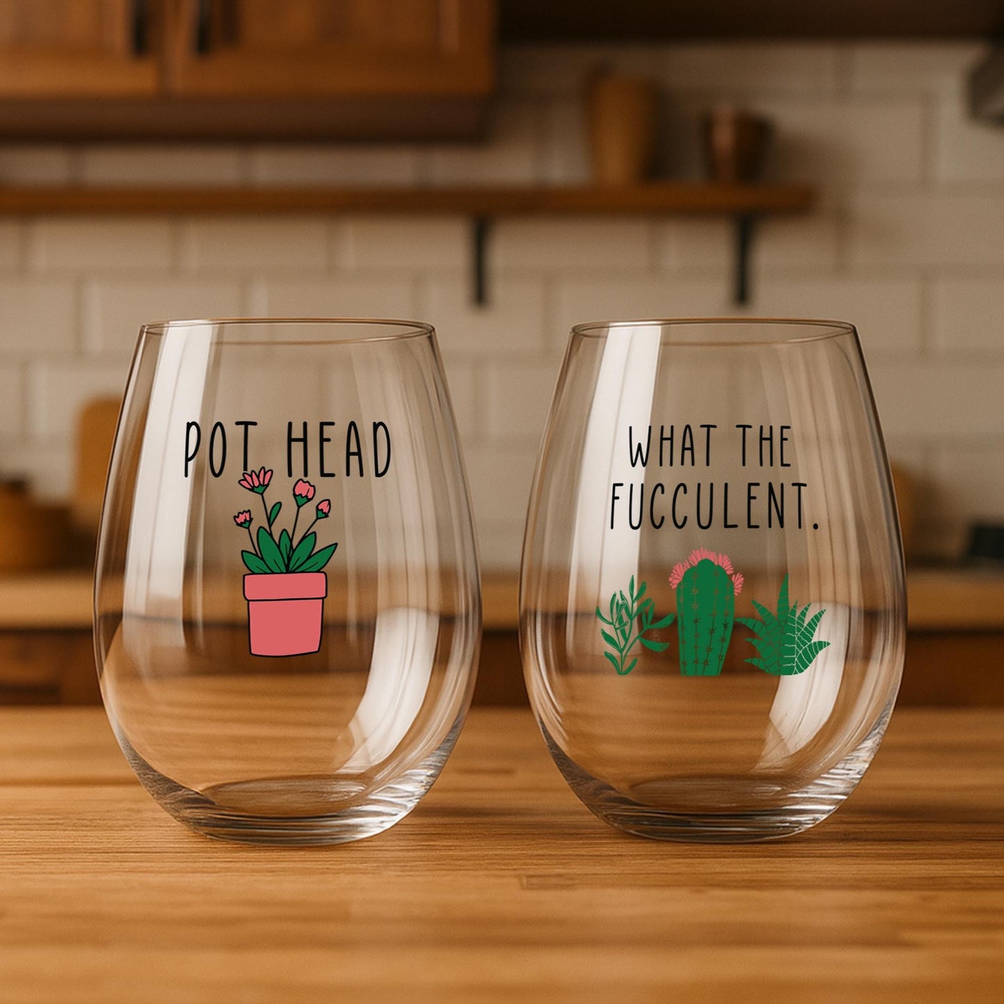 Funny Succulent Gift-What The Fucculent-Plant Wine Glass-Pot Head-Cacti-Plant Lovers Gift Ideas-Gifts For Plant Lovers-Succulents Gift