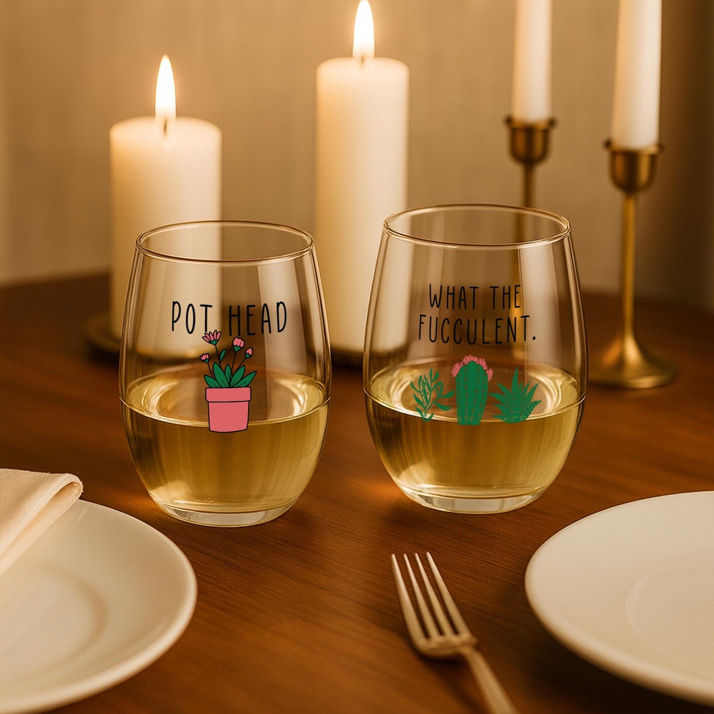 Funny Succulent Gift-What The Fucculent-Plant Wine Glass-Pot Head-Cacti-Plant Lovers Gift Ideas-Gifts For Plant Lovers-Succulents Gift