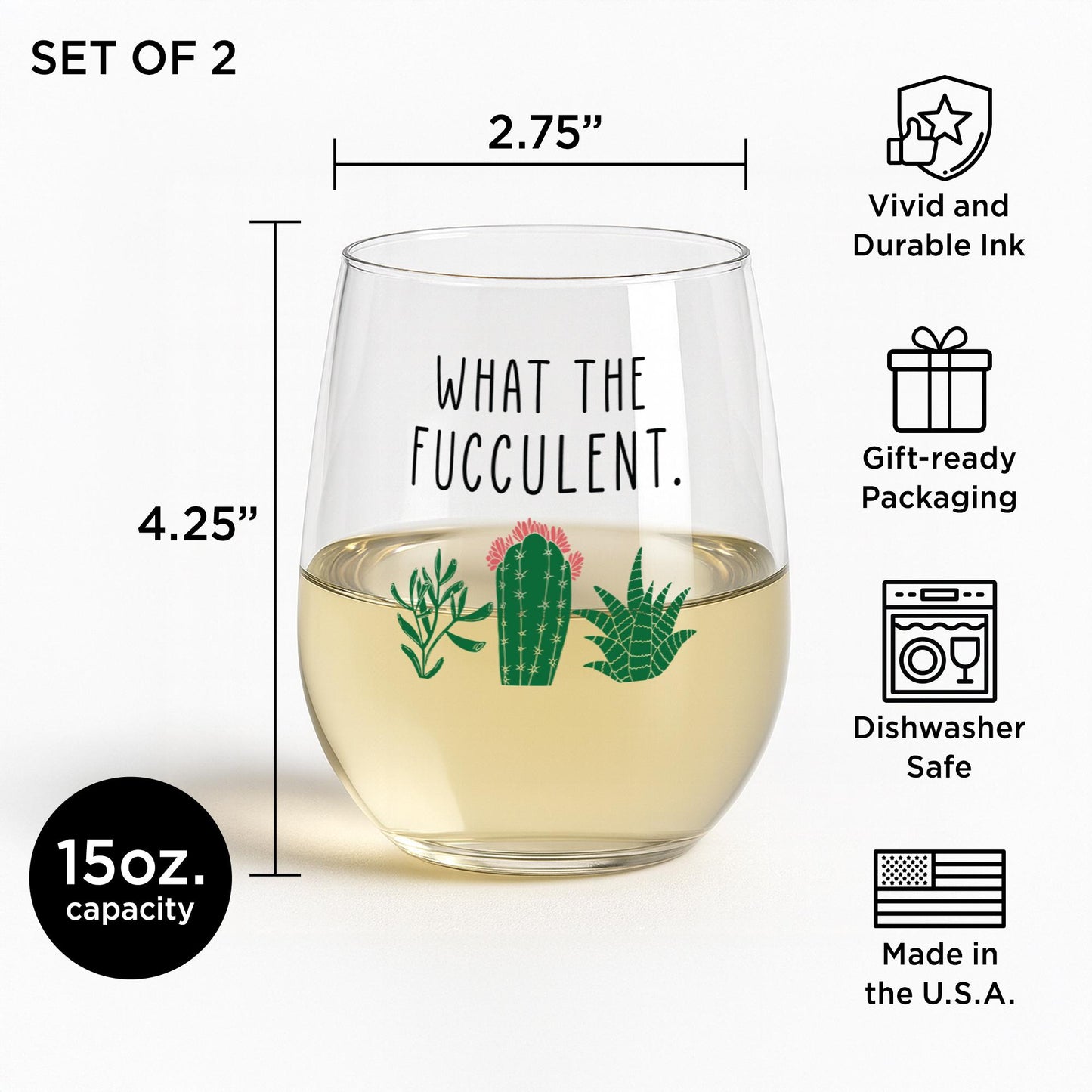 Funny Succulent Gift-What The Fucculent-Plant Wine Glass-Pot Head-Cacti-Plant Lovers Gift Ideas-Gifts For Plant Lovers-Succulents Gift
