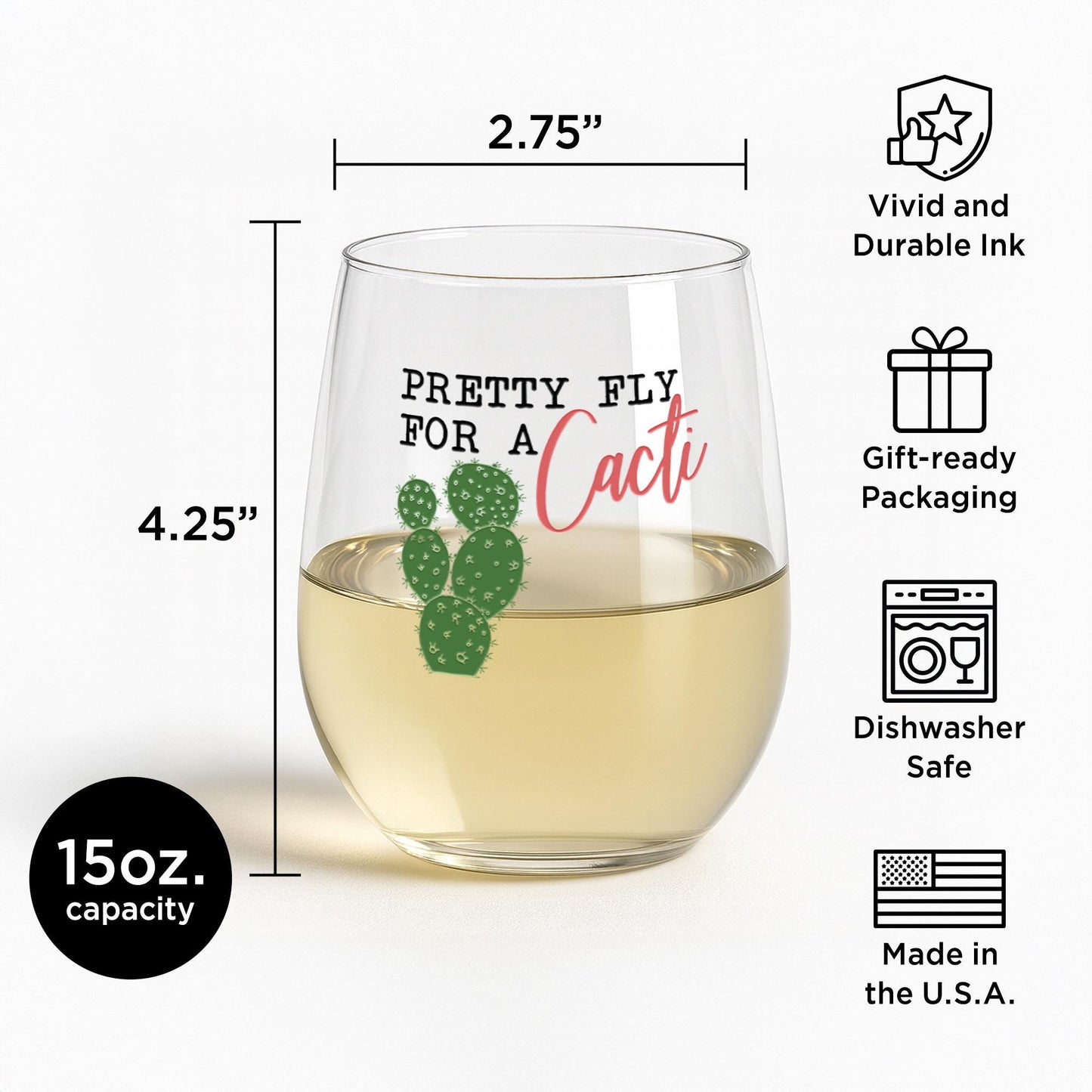Funny Succulent Gift-Pretty Fly For a Cacti-Plant Wine Glass-Cacti-Plant Lovers Gift Ideas-Gifts For Plant Lovers-Succulents Gift-Cactus