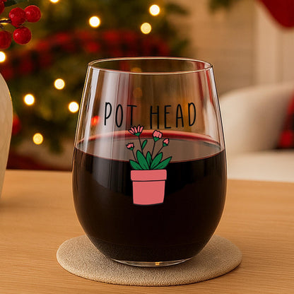 Pot Head Wine Glass-Succulent-Plant Lovers Gift Ideas-Gifts For Plant Lovers-Succulent Gift-Plant Mom-Plant Lady Gift Idea-Garden Gifts