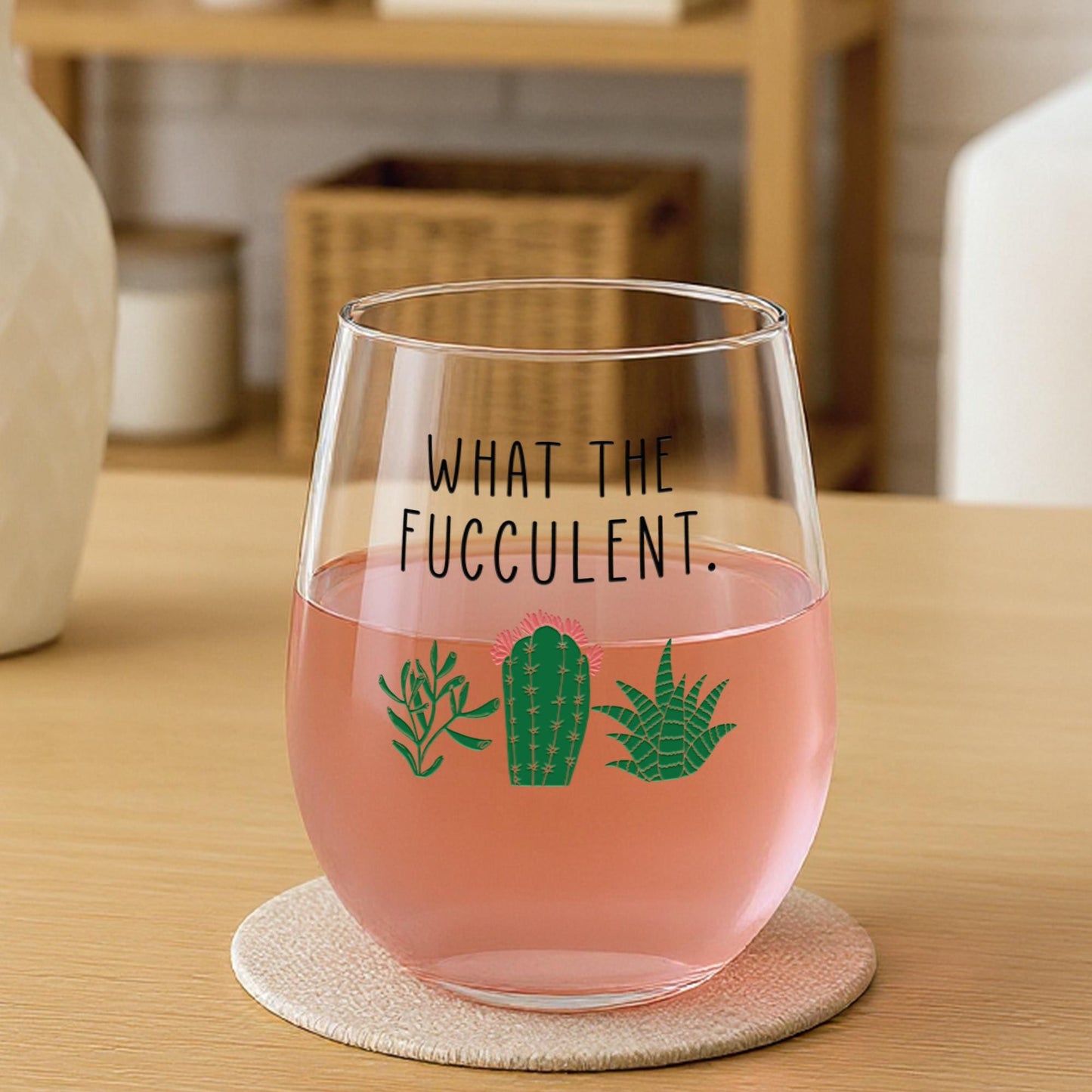 Funny Succulent Gift-What The Fucculent-Plant Wine Glass-Cacti-Plant Lovers Gift Ideas-Gifts For Plant Lovers-Succulents Gift-Christmas Gift
