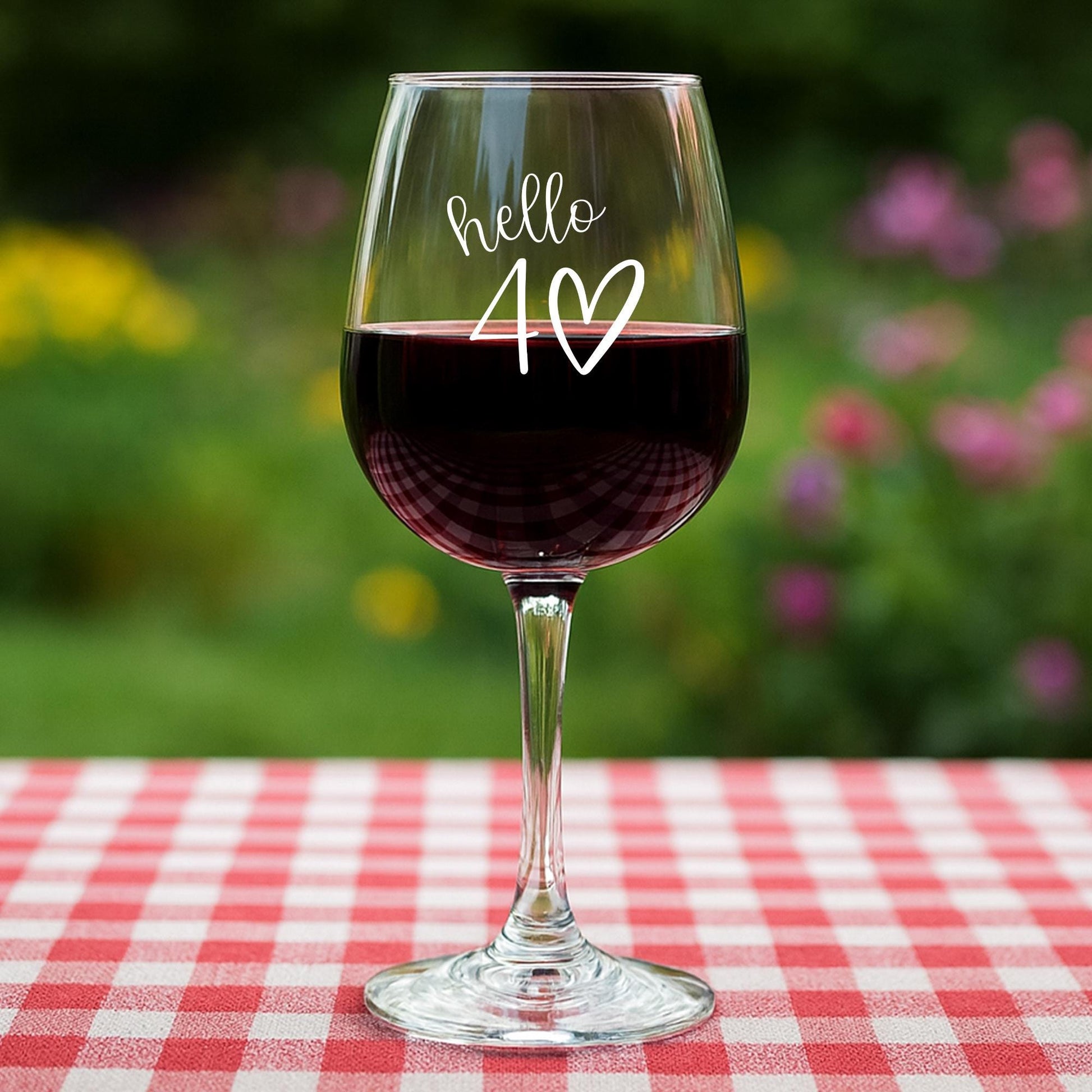 Hello 40 Wine Glass-40th Birthday Gift for Her-Funny Birthday Gift for Friend-40th Birthday Wine Glass-40th Decorations