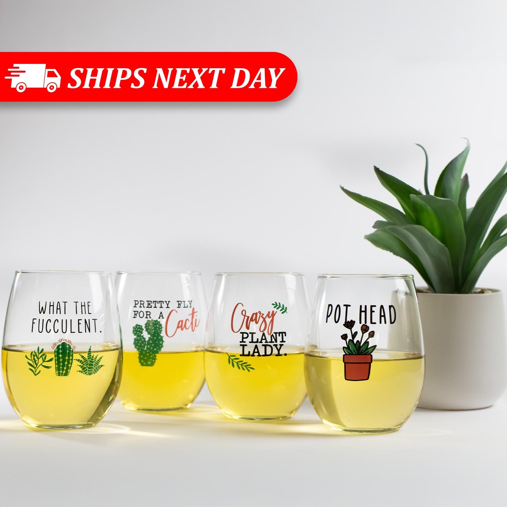 Succulent Wine Glasses-Crazy Plant Lady-What The Fucculent-Plant Lovers Gift Ideas-Gifts For Plant Lovers-Succulent Gift-Plant Mom-Cactus