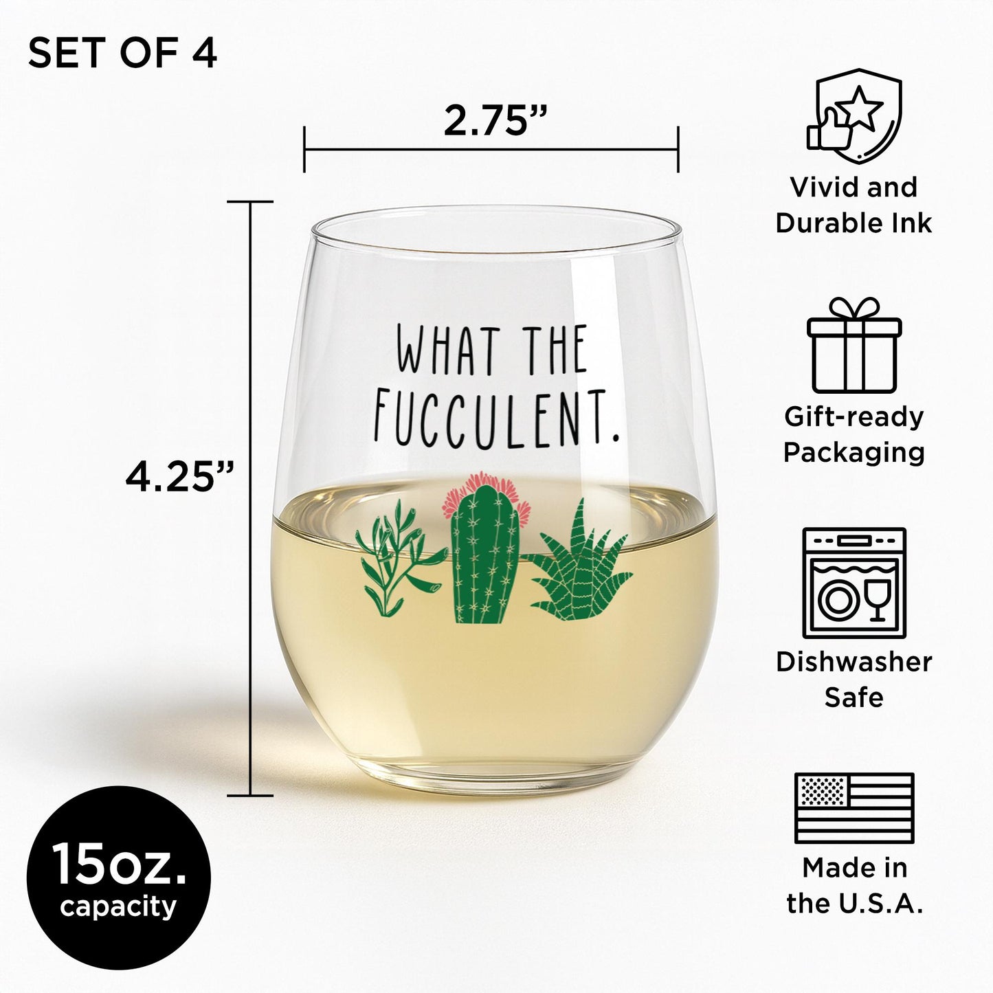 Succulent Wine Glasses-Crazy Plant Lady-What The Fucculent-Plant Lovers Gift Ideas-Gifts For Plant Lovers-Succulent Gift-Plant Mom-Cactus
