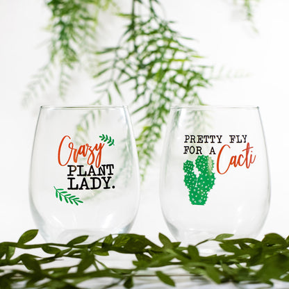 Succulent Wine Glasses-Crazy Plant Lady-What The Fucculent-Plant Lovers Gift Ideas-Gifts For Plant Lovers-Succulent Gift-Plant Mom-Cactus